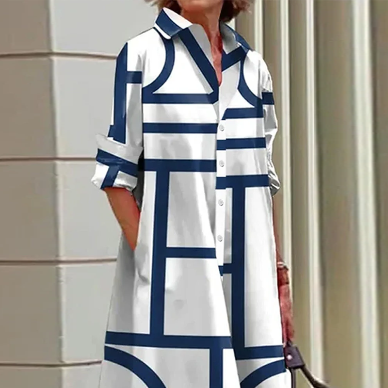 Kleid mit geometrischem Aufdruck und Taschen