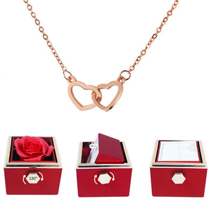 Ewig konservierte rotierende Rosenbox - Mit verspiegelter Herzkette