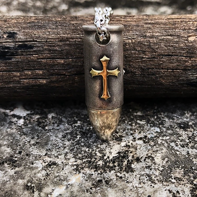 Heiliges Kreuz Bullet Totenkopf Halskette