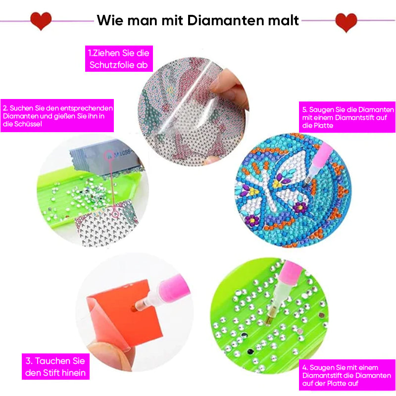 ✨ Untersetzer mit Diamantbemalung (Mandala)