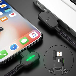 Bequee Lightning-USB Aufladung Kabel mit 90-Grad-Design für iOS und Android