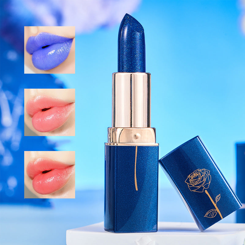 Blauer wasserfester Lippenstift mit Farbwechsel