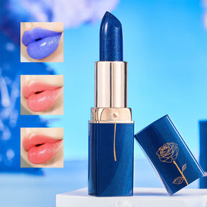 Blauer wasserfester Lippenstift mit Farbwechsel