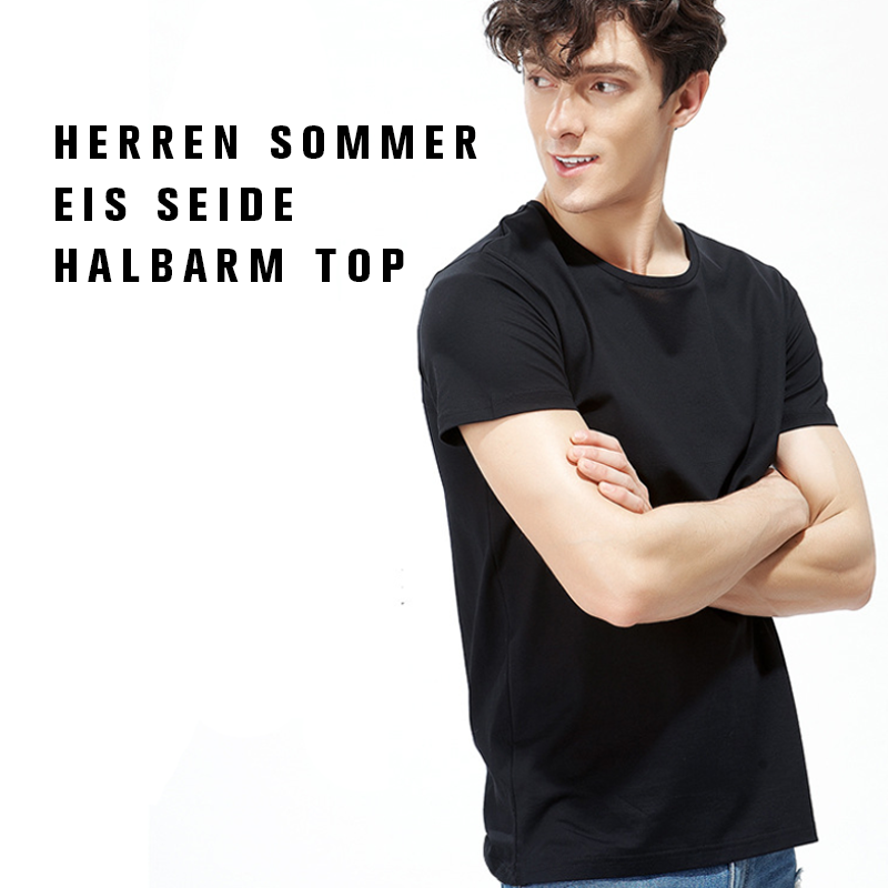 Herr Einfarbige T- Shirt mit Stretch-Rundhalsausschnitt