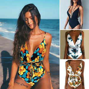 Frauen Multi-Floral bedruckte Einteiler Bikini