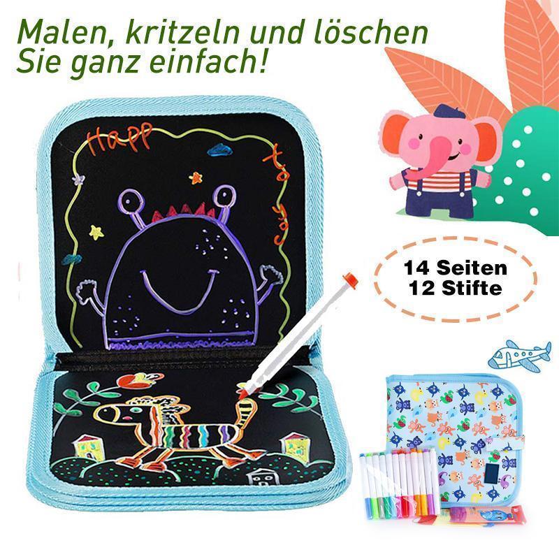 Tragbare löschbare Doodle Pad Zeichenblock (12 Stifte enthalten)