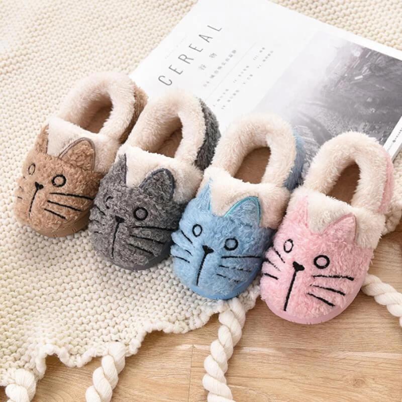 Süße Katzen Plüsch Slippers für Kinder