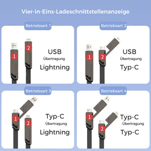 4-in-1 geflochtenes Anti-Verwicklungs-Ladekabel