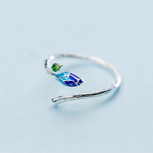 Blau- Lotus 925 Sterling Silber Ring