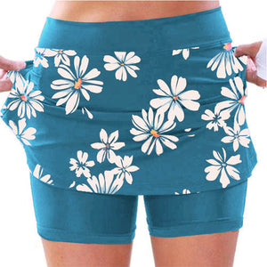 Mittelhohe Jogginghose mit Gänseblümchen-Print für Damen mit Seitentaschen