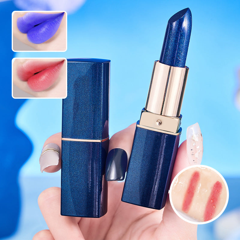 Blauer wasserfester Lippenstift mit Farbwechsel