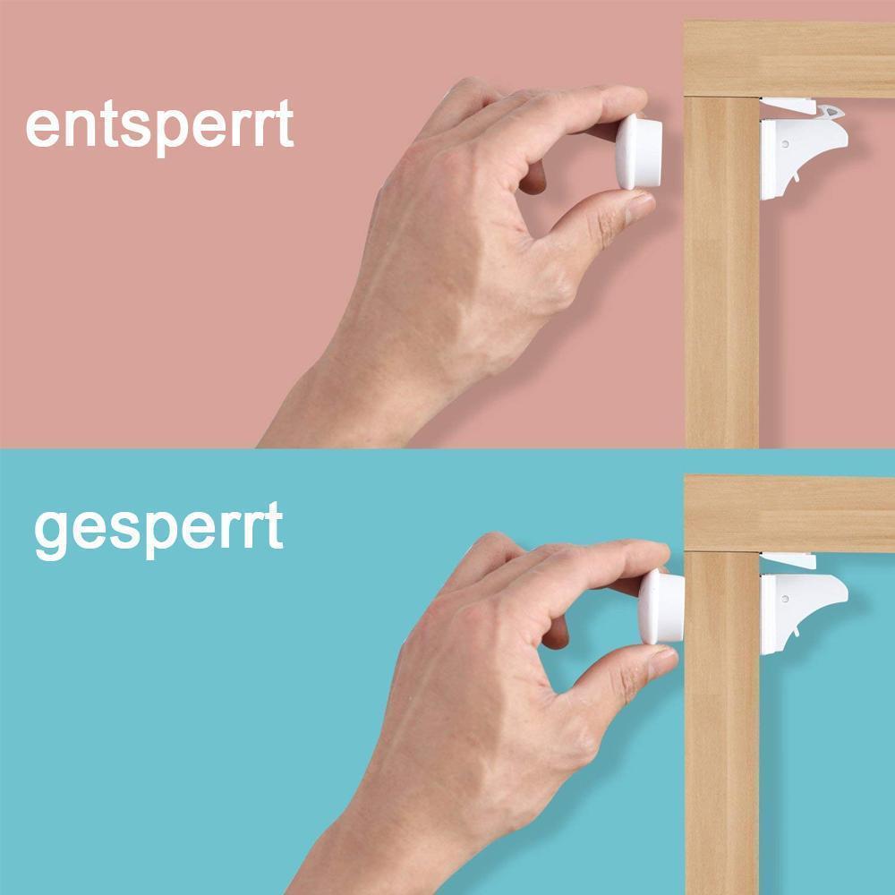 Bequee Magnetische unsichtbare Schrank-und Schubladensicherung, Weiß, 4 Stücke