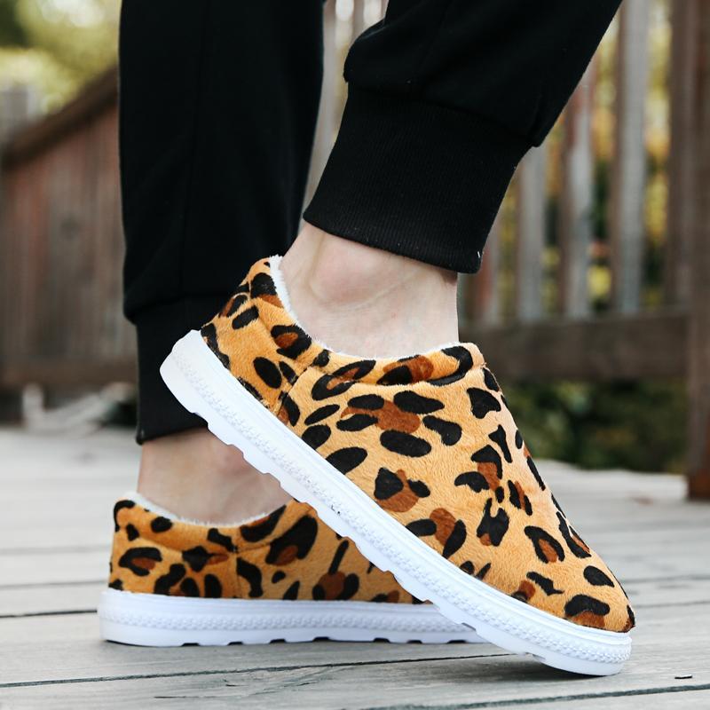 Unisex Leopard Flache Baumwollschuhe, bequeme Hausschuhe