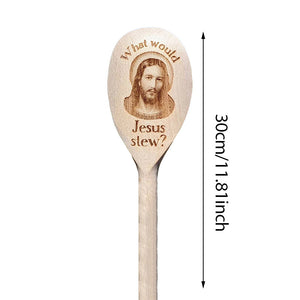 Interessanter Holzlöffel über Jesus