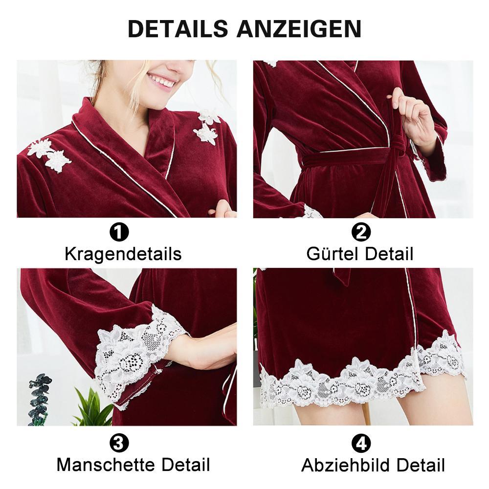 Damen Abziehbild Samt sexy Schlafrock