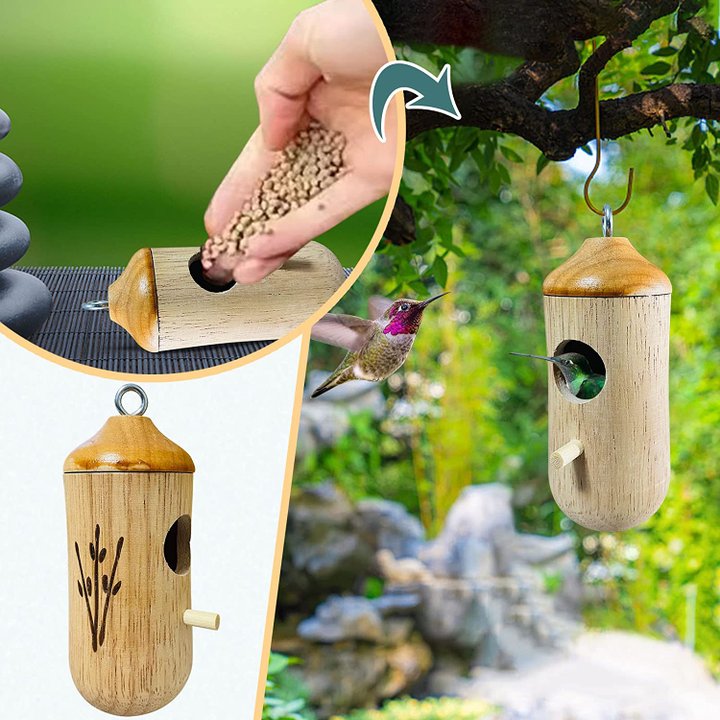 Hölzernes Kolibri-Haus - Geschenk für Naturliebhaber🐦