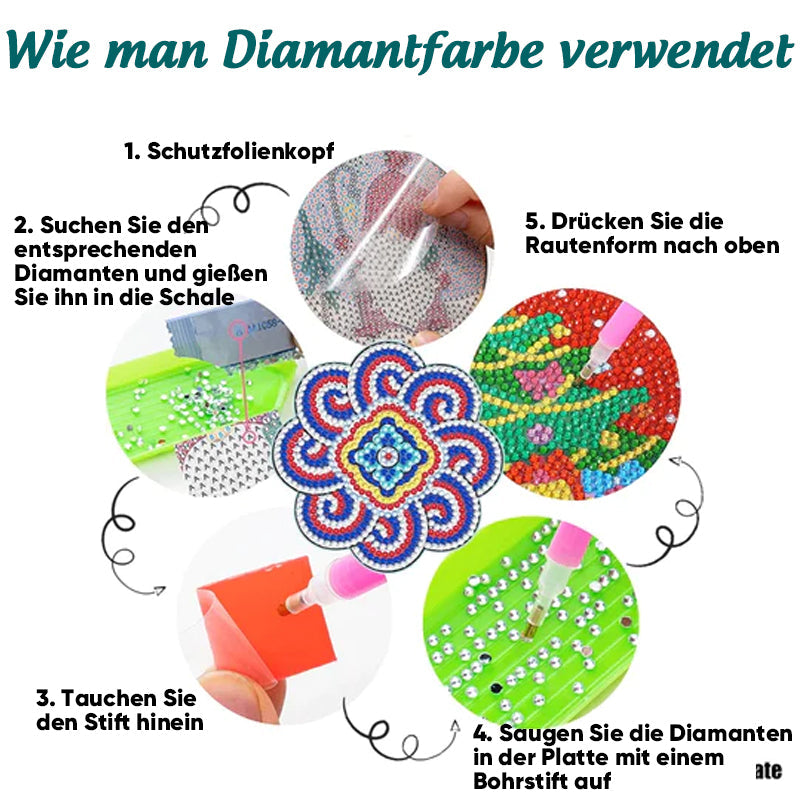 ✨ Untersetzer mit Diamantbemalung (Mandala)