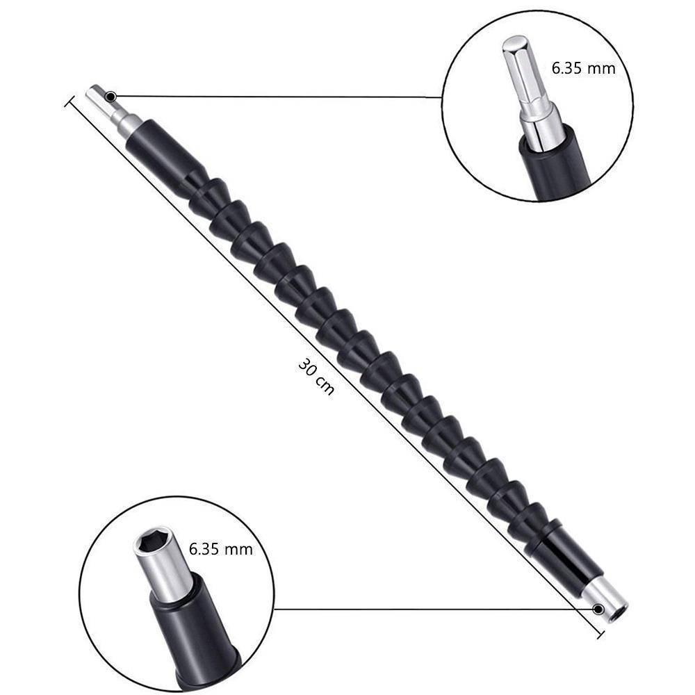 DOMOM Flexible Bithalter Bohrwerkzeug Weiche Welle Schraube Verbindung 300 MM (Schwarz)