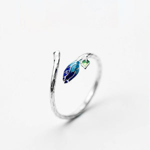 Blau- Lotus 925 Sterling Silber Ring