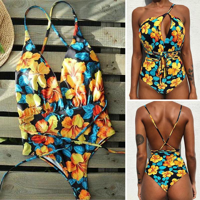 Frauen Multi-Floral bedruckte Einteiler Bikini