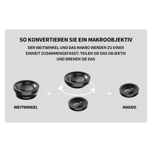 Universal 3-in-1-Weitwinkel-Makro-Fischaugen-Objektivset mit Clip-Fischauge