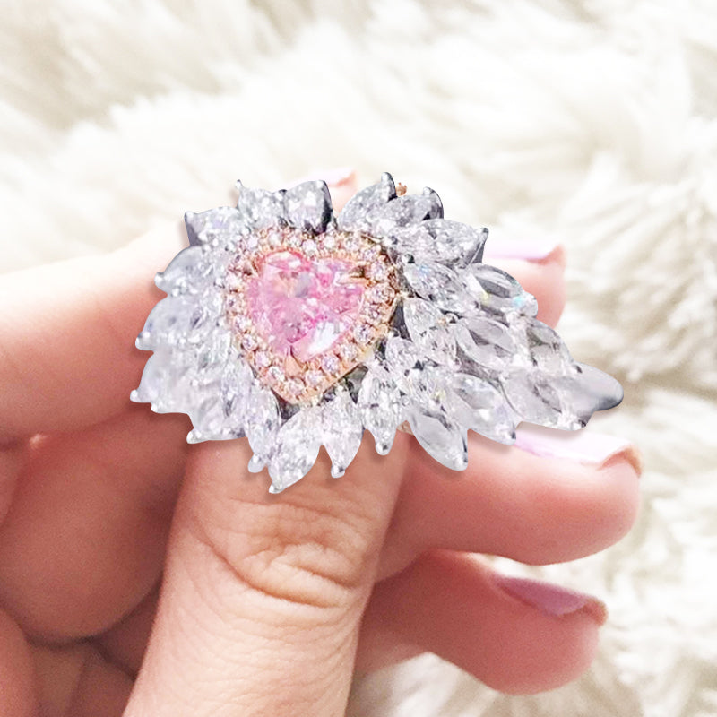 Heart-Shaped Pink Diamond Ring