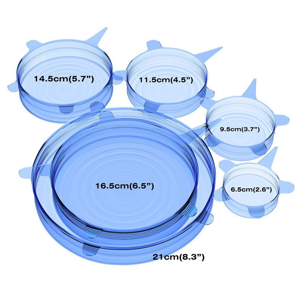 Dehnbare Frischhalte Silikondeckel, 6 Stücke