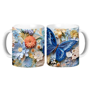 Wasserbecher mit Schmetterlingsblumen-Aufdruck