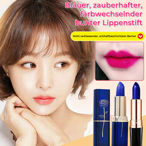 Blauer wasserfester Lippenstift mit Farbwechsel